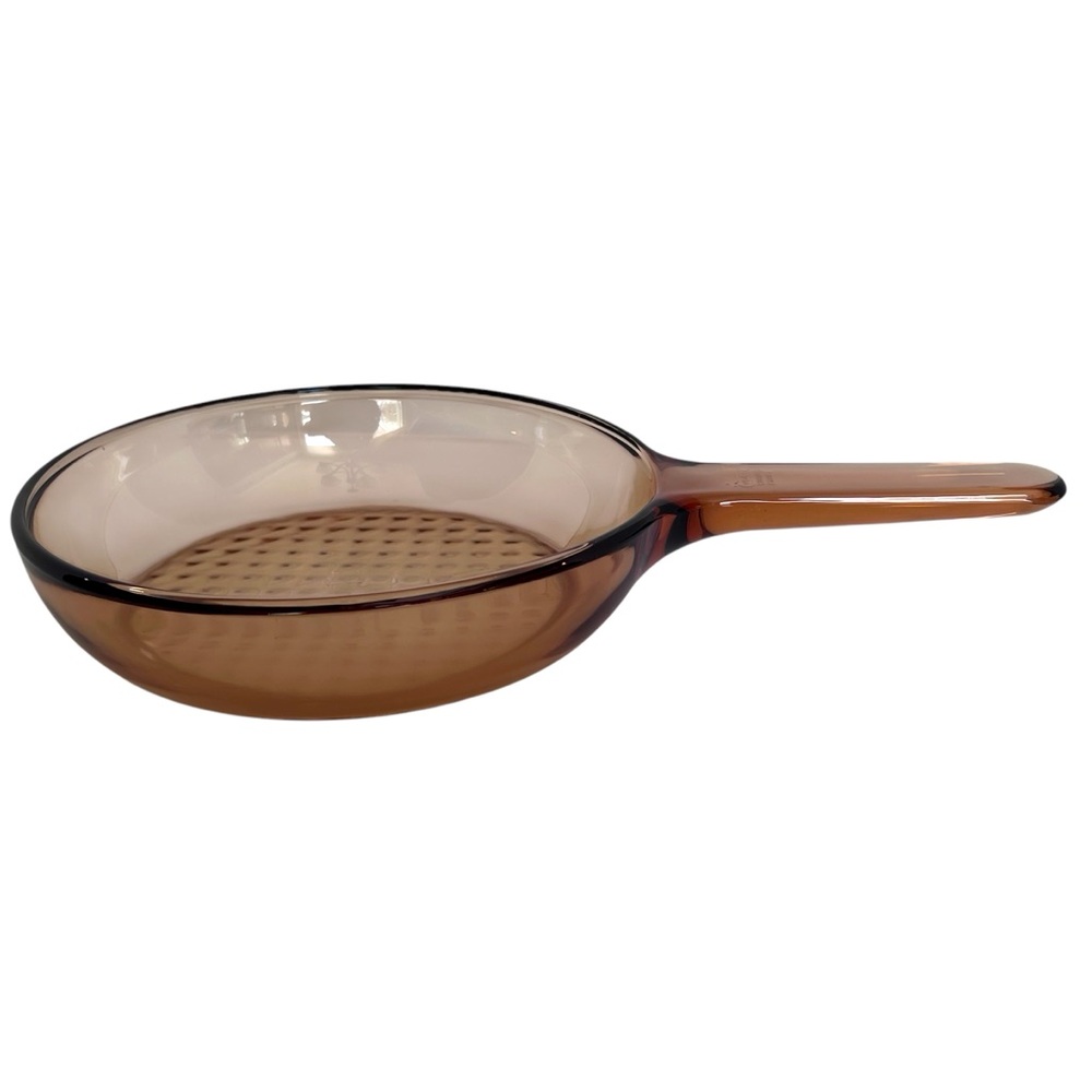 Vintage 1980’s Brown Amber Corningware Vision Glass Sauté Pan.